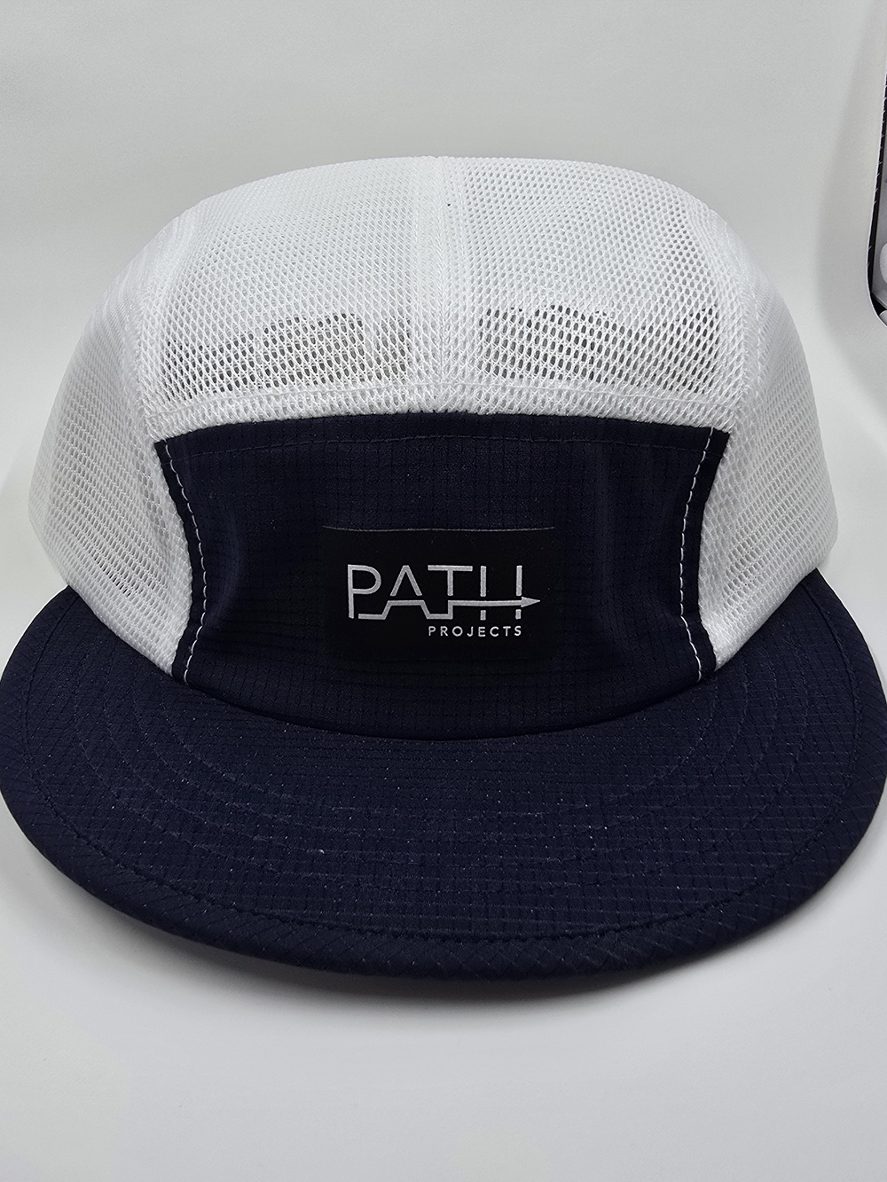 Men's White and Navy Mesh Cap